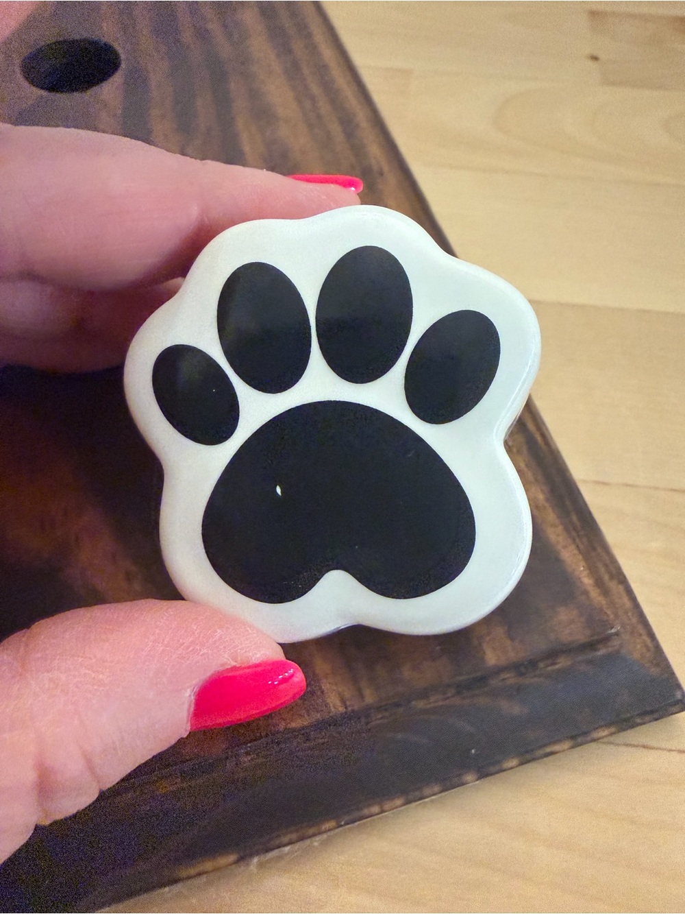 Nora Fleming White mini with Black Paw Print